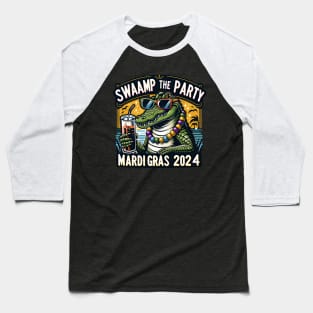 Swamp the Party: Alligator's Mardi Gras Bash 2024 Baseball T-Shirt